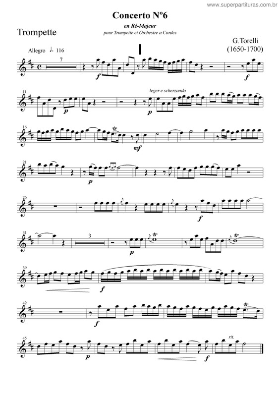 Partitura da música Concerto Nº 6