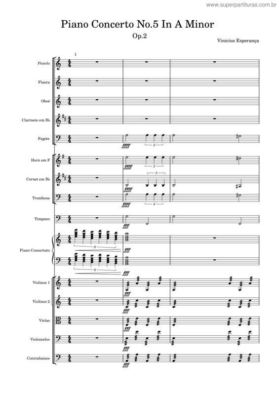 Partitura da música Concerto Para Piano No.5 In A Minor – Viniesperanca