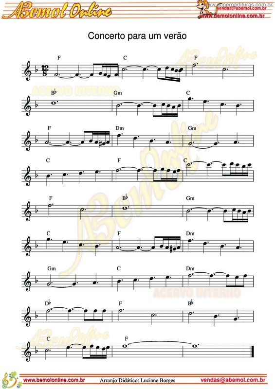 Partitura da música Concerto Para Um Verão v.6