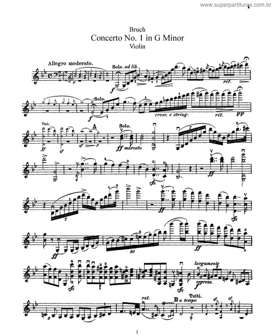 Partitura da música Concerto Para Violino, Op. 26 (Solo)