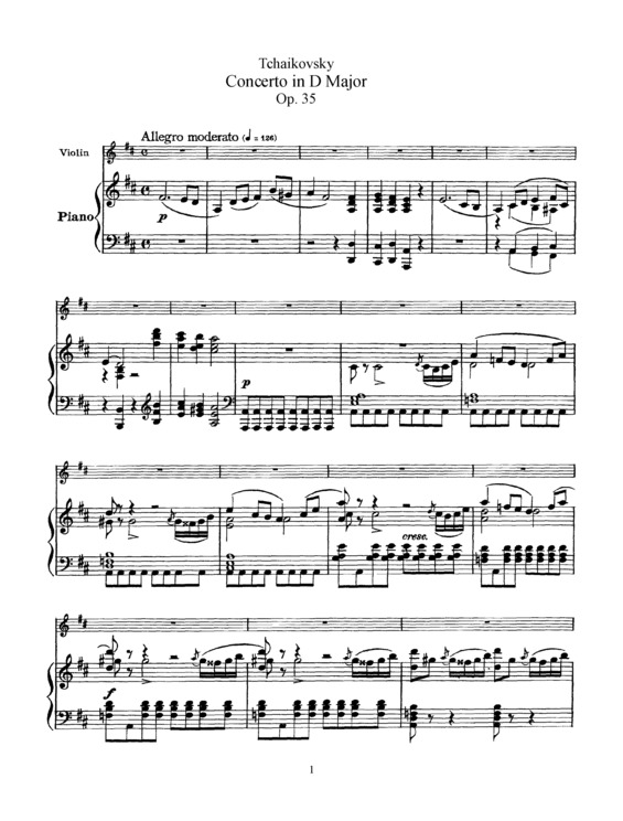 Partitura da música Concerto para violino e orquestra