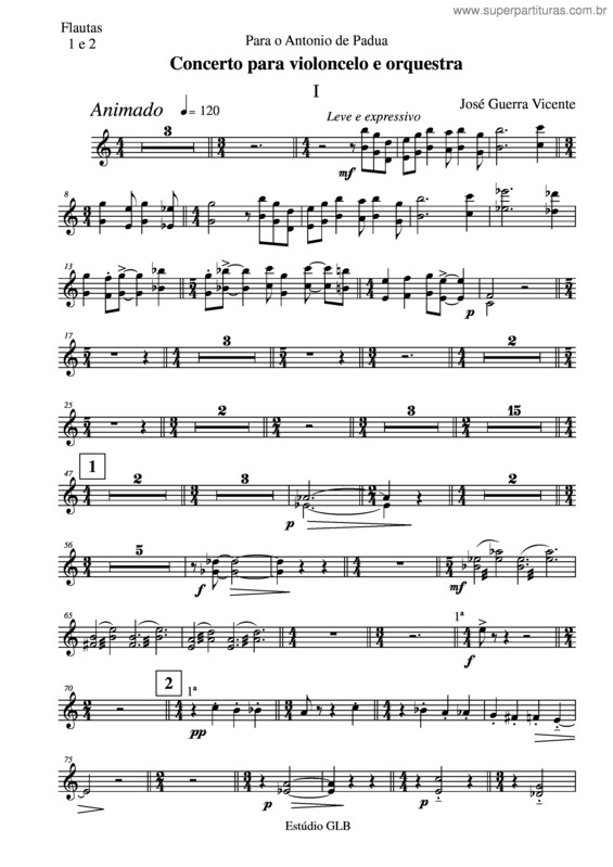 Partitura da música Concerto para violoncelo e orquestra v.3