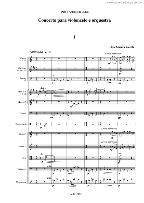 Partitura da música Concerto para violoncelo e orquestra v.4