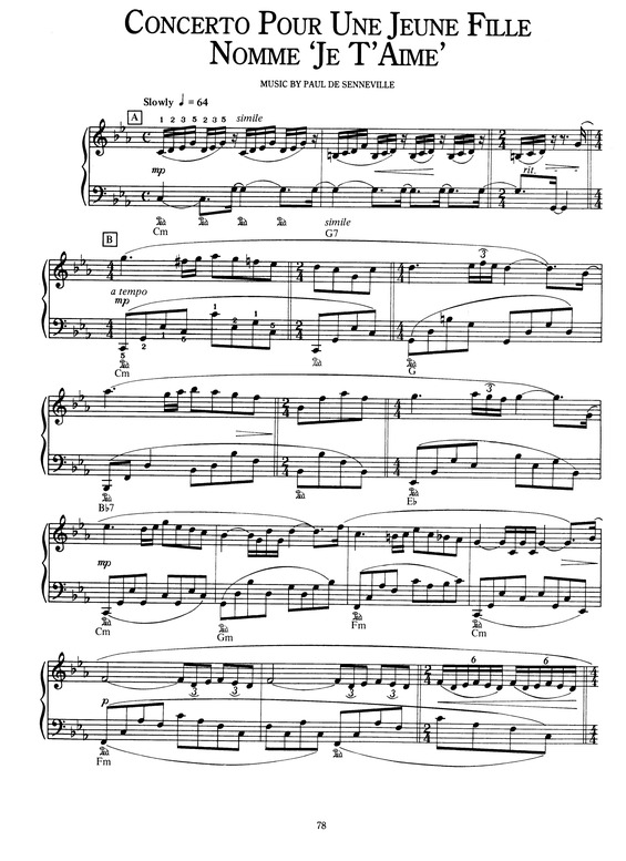 Partitura da música Concerto Pour Une Jeune Fille Nomme Je Taime