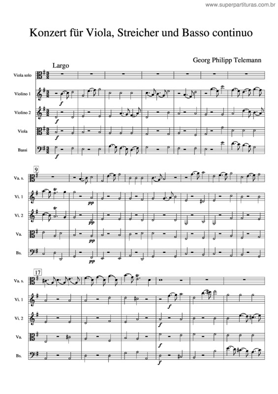 Partitura da música Concierto para Viola y Cuerda en G Mayor