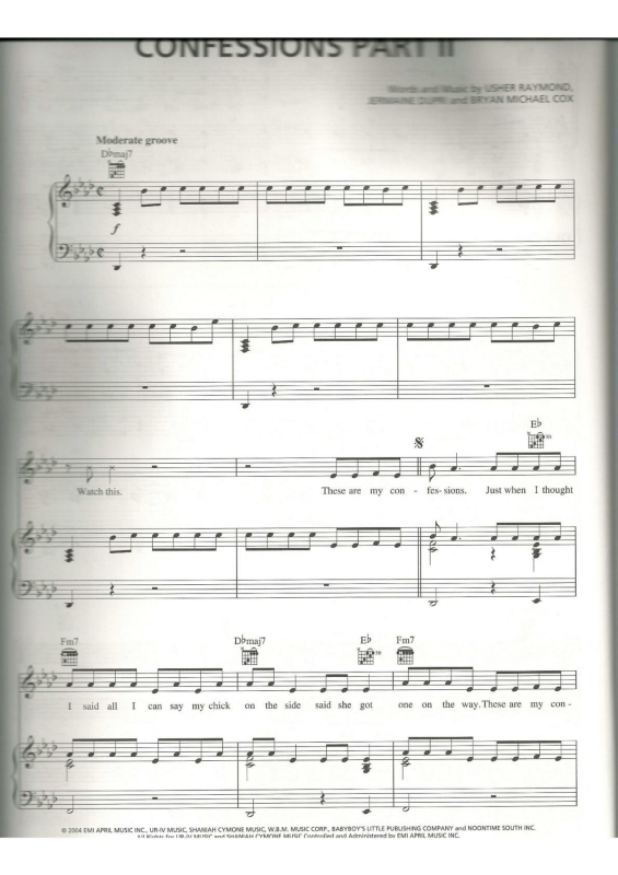 Partitura da música Confessions Part II