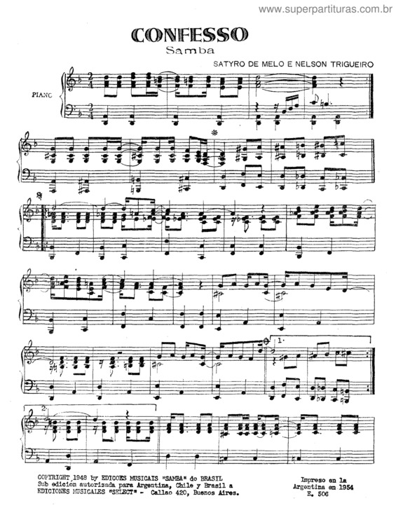 Partitura da música Confesso