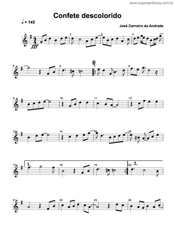 Partitura da música Confete Descolorido