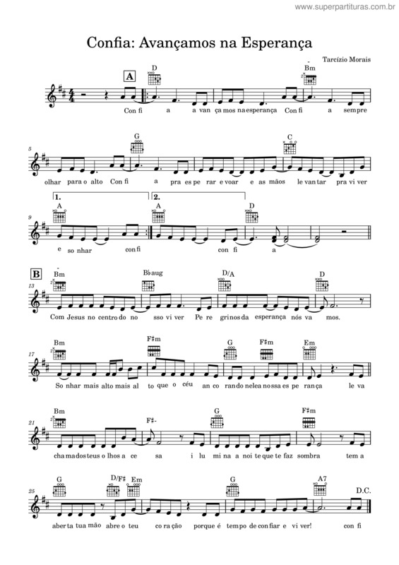 Partitura da música Confia: Avançamos Na Esperança