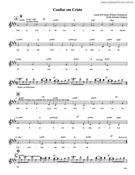 Partitura da música Confiar Em Cristo