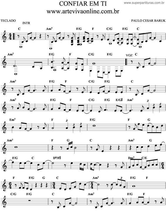 Partitura da música Confiar Em Ti