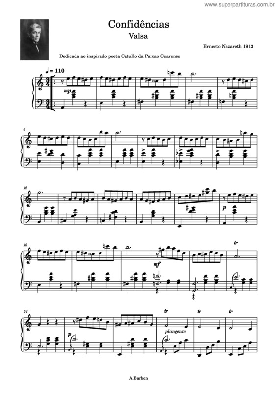 Partitura da música Confidências – Ernesto Nazareth