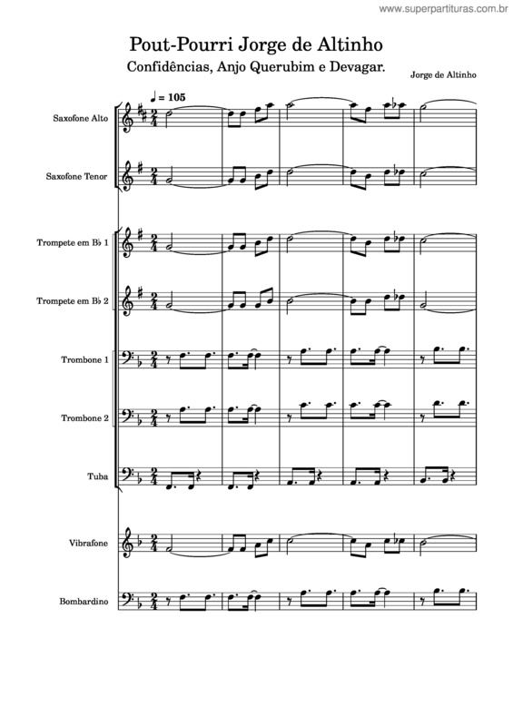 Partitura da música Confidências, Anjo Querubim E Devagar Pout–Pourri Jorge De Altinho