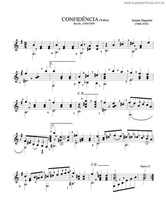 Partitura da música Confidências v.2