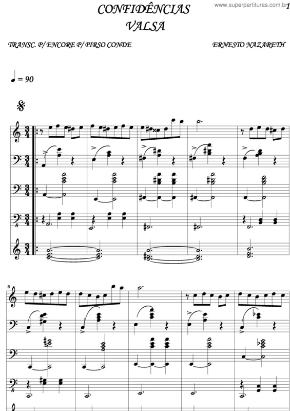 Partitura da música Confidências v.3