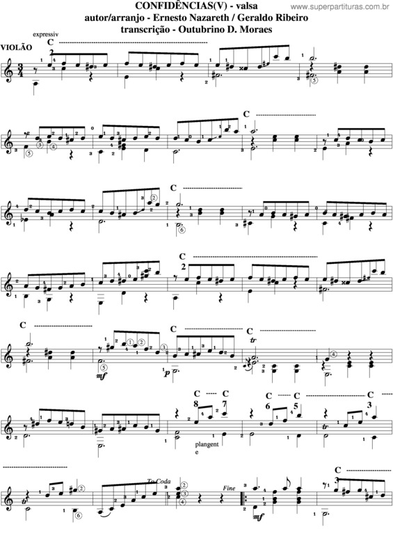 Partitura da música Confidências v.4