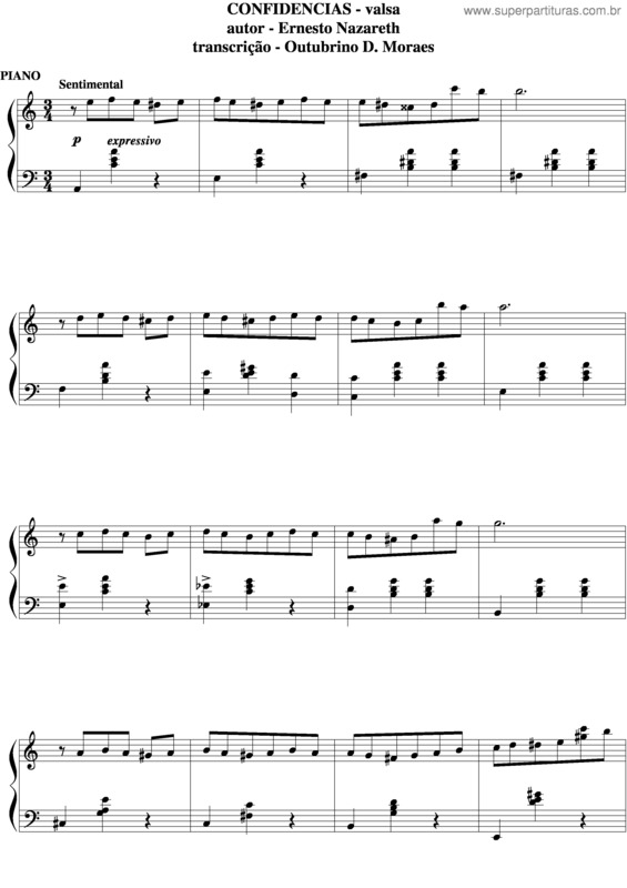 Partitura da música Confidências v.5