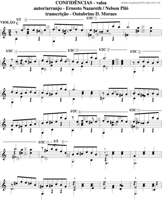 Partitura da música Confidências v.6