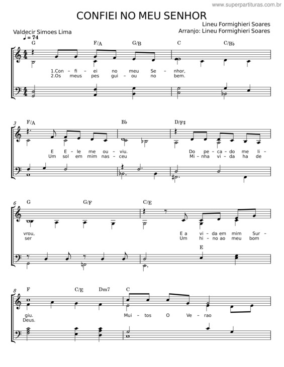 Partitura da música Confiei No Meu Senhor – Valdecir Simões Lima