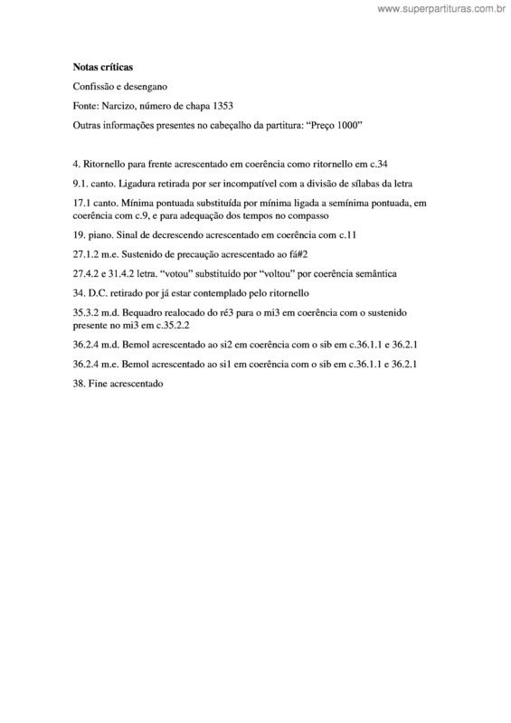 Partitura da música Confissão e desengano v.2