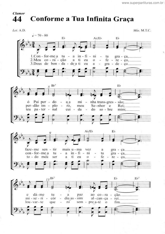 Partitura da música Conforme A Tua Infinita Graça