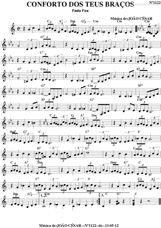 Partitura da música Conforto dos Teus Braços