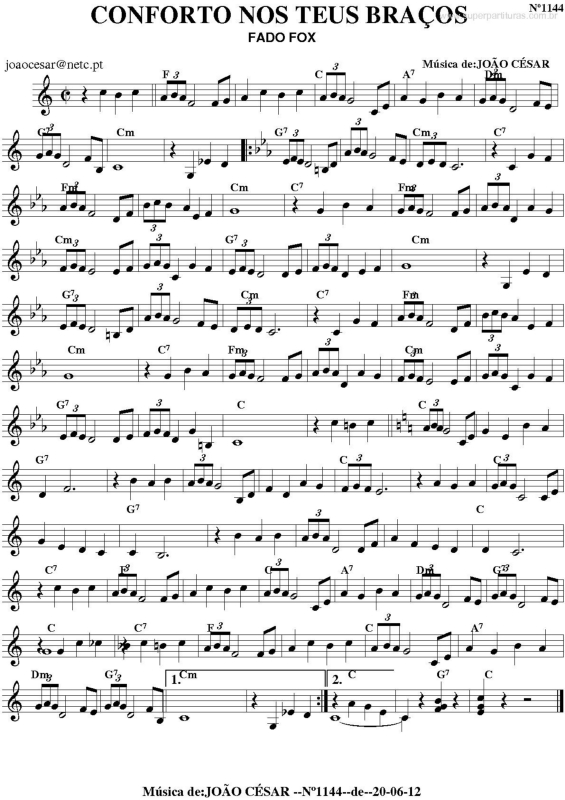 Partitura da música Conforto nos Teus Braços