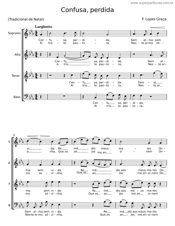 Partitura da música Confusa, Perdida