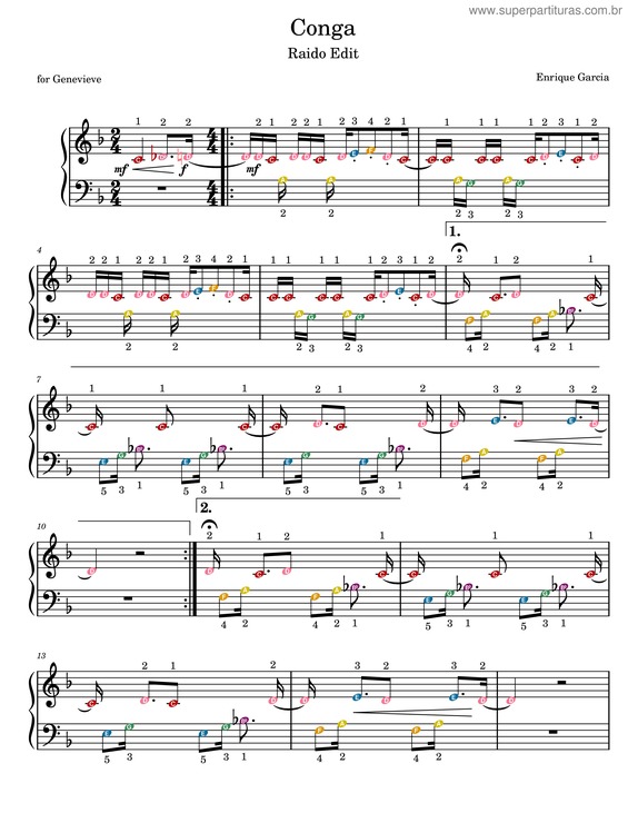 Partitura da música Conga – Gloria Estefan /Miami Sound Machine 1985/