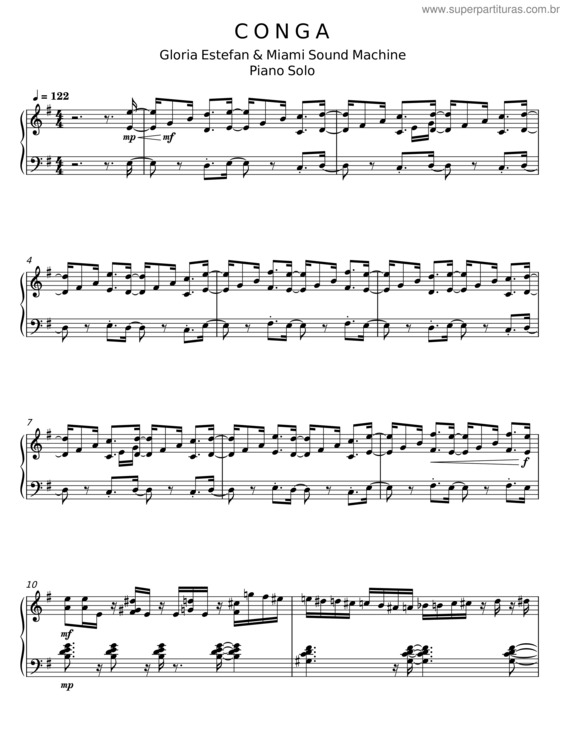 Partitura da música Conga – Gloria Estefan