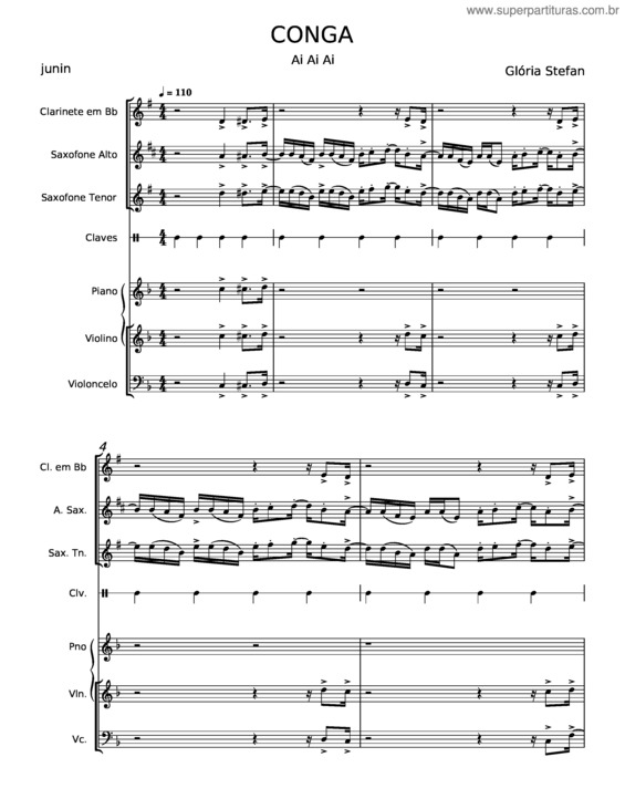 Partitura da música Conga – Glória Stefan