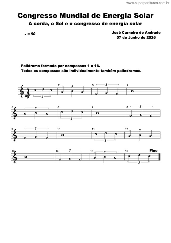 Partitura da música Congresso Mundial De Energia Solar