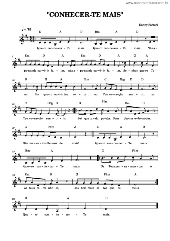 Partitura da música Conhecer-Te Mais