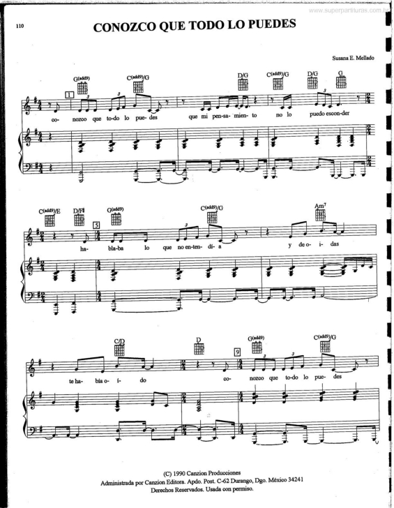Partitura da música Conozco que Todo Lo Puedes