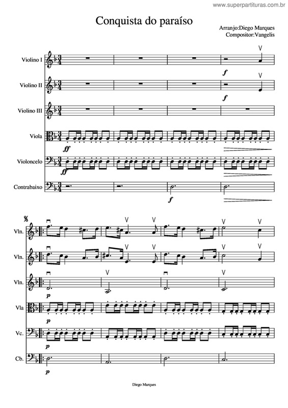 Partitura da música Conquista Do Paraíso