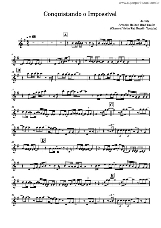 Partitura da música Conquistando O Impossível – Jamily