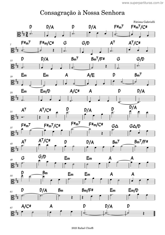 Partitura da música Consagração A Nossa Senhora – Cecília Costa Ângelo