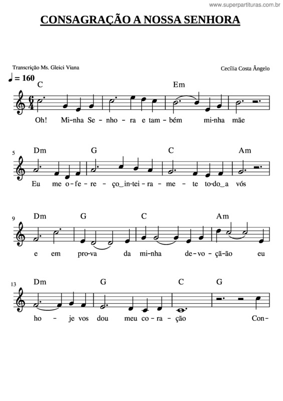 Partitura da música Consagração A Nossa Senhora v.11