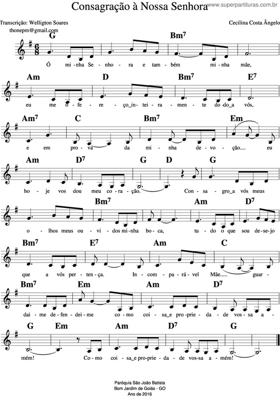 Partitura da música Consagração À Nossa Senhora