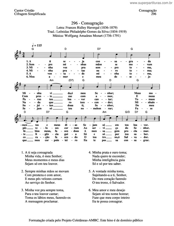 Partitura da música Consagração v.8