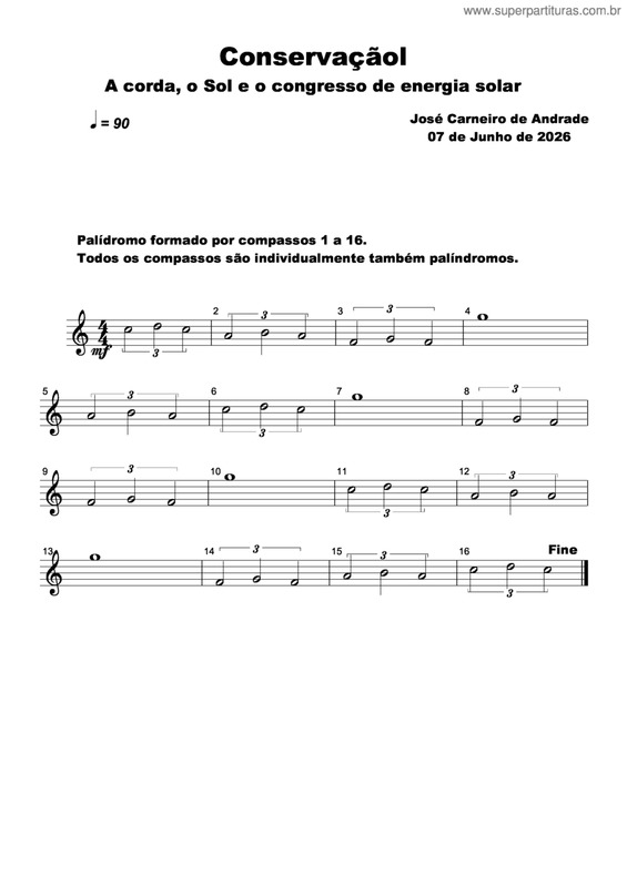 Partitura da música Conservação