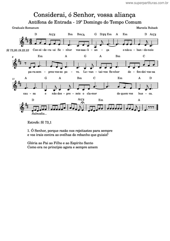 Partitura da música Considerai Ó Senhor Vossa Aliança – Marcela Buback