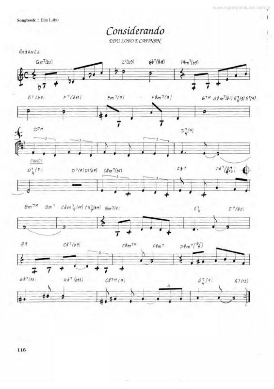 Partitura da música Considerando