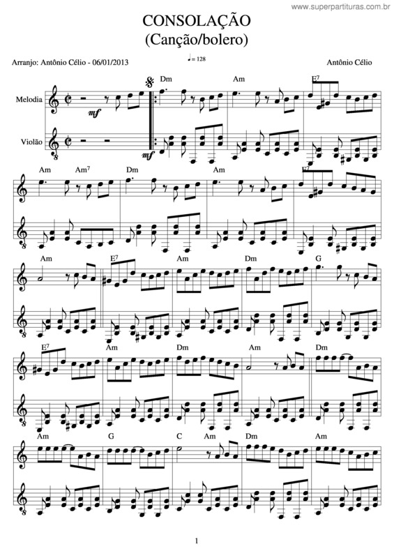 Partitura da música Consolação v.2