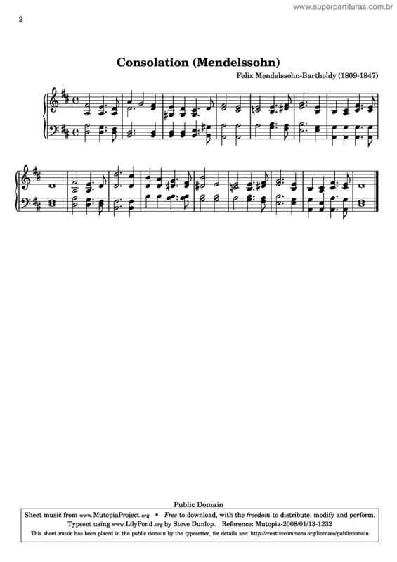 Partitura da música Consolation (hymntune)