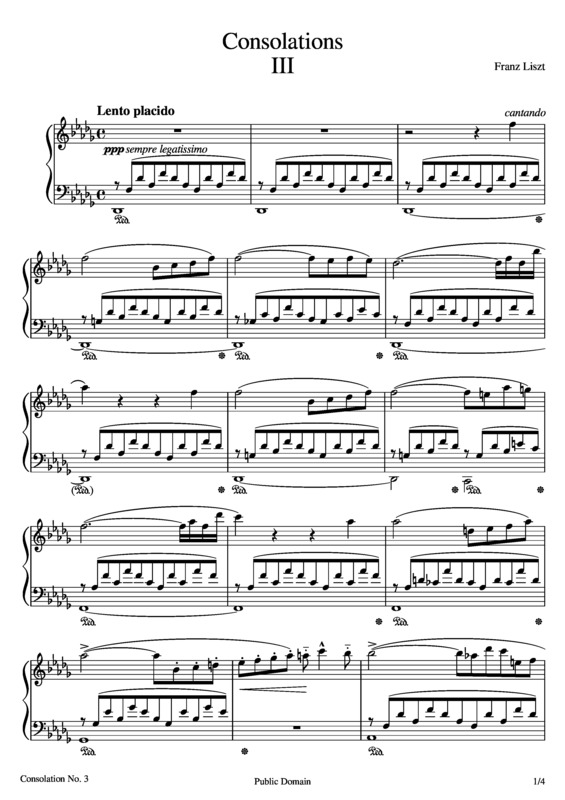 Partitura da música Consolations III