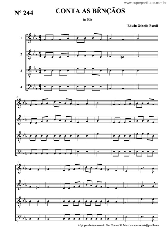 Partitura da música Conta As Bênçãos v.8