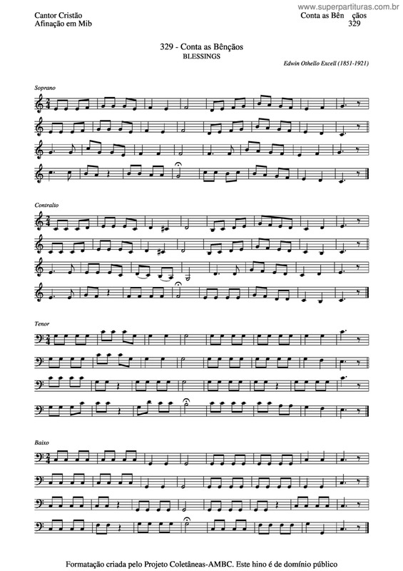 Partitura da música Conta As Bênçãos v.9