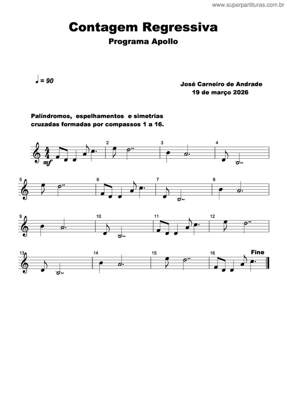 Partitura da música Contagem Regressiva