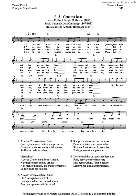 Partitura da música Contar A Jesus